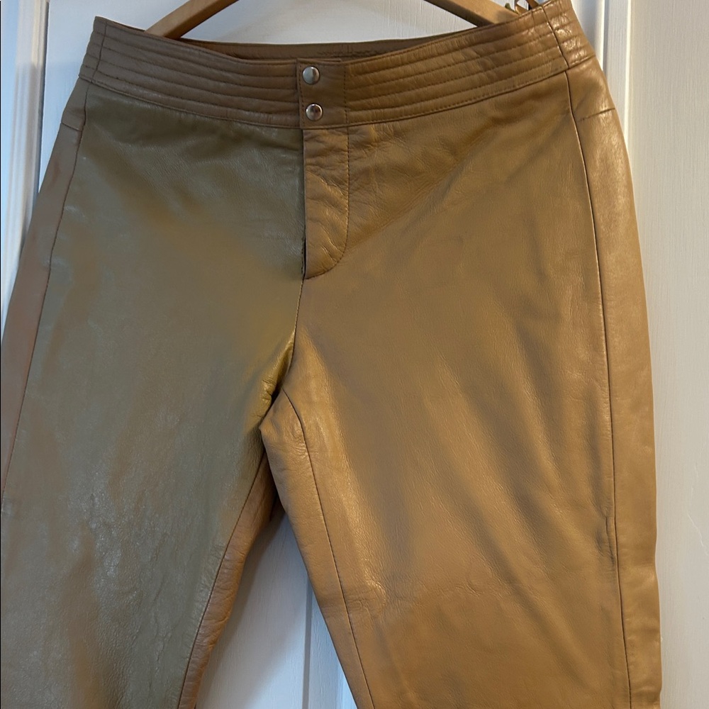 Vintage caramel leather pants,  with two shades of color - Picture 2 of 10